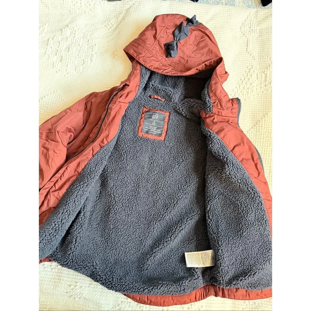 Baby Gap 4T Sherpa Lined Hooded Zip Jacket Red